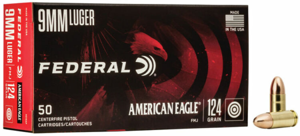 Federal 9mm luger 124 gr FMJ,American Eagle, 100st